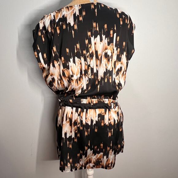 DEREK LAM BY DESIGN NATION Tunic Dress Drawstring Waist Black Beige/Tan Size XS - Picture 7 of 12